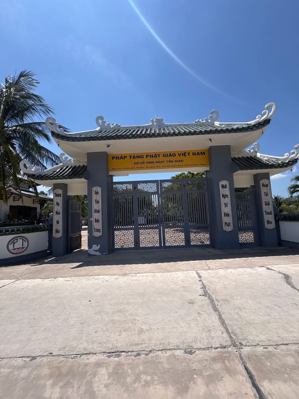 Buddhist center entrance documented in Ninh Ích, Vietnam