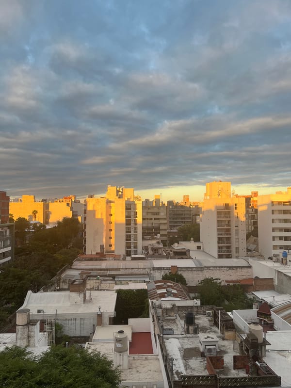 Sunset skyline captured from elevated position in Cordoba, Argentina