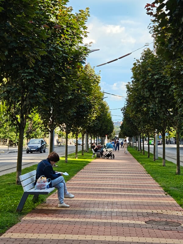 Afternoon on Vinnytsia's brick promenade, coffee included