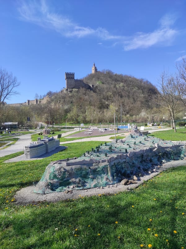 Diorama of Veliko Tarnovo displayed against real city backdrop