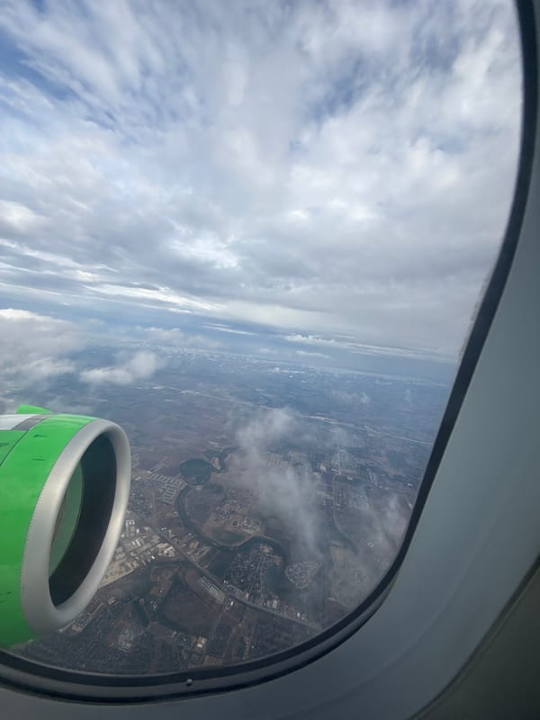 Aerial view captures Schertz landscape from airplane window