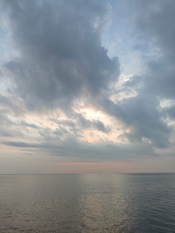 Cloudy seascape documented in Lhokseumawe, Indonesia