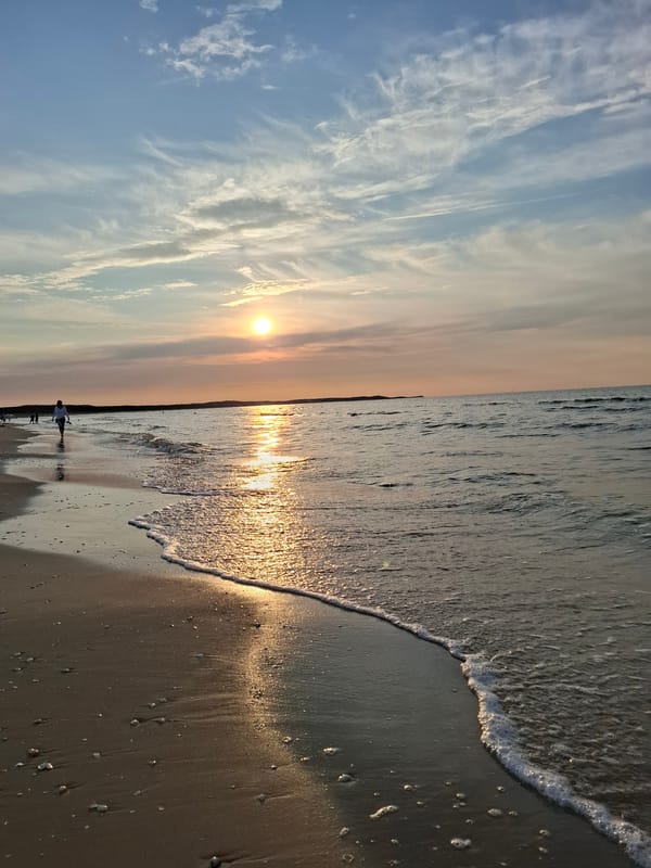 Sunset over the Baltic at Świnoujście beach