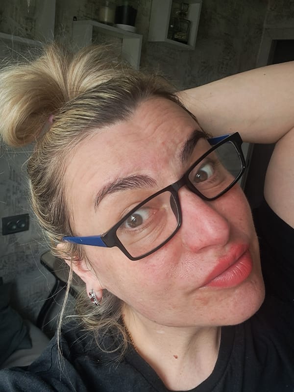 Morning skincare routine with pet documented in Elektrostal, Russia