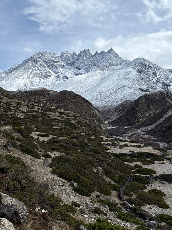 Snow-capped mountain peak documented near Khumjung, Nepal