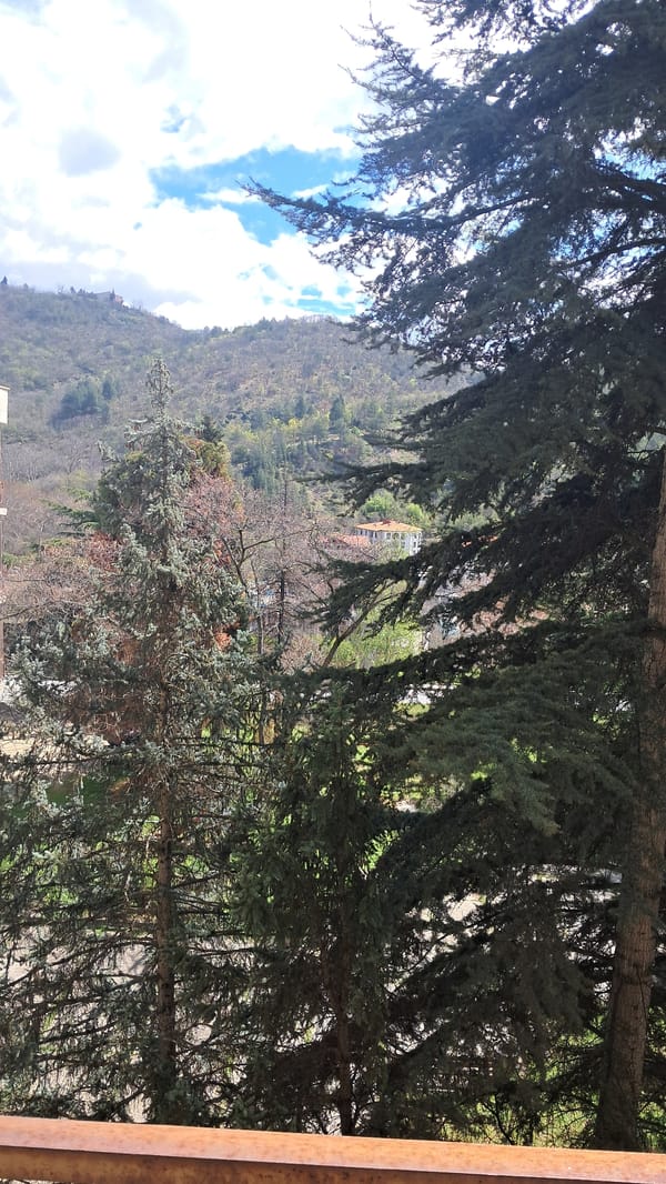Mountain landscape viewed from balcony in Sandanski, Bulgaria