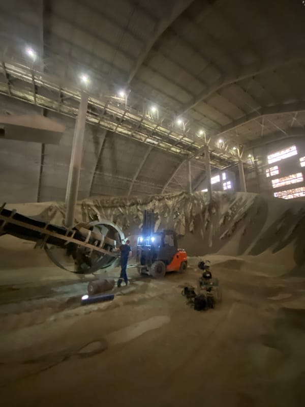 Inside a weathered industrial complex in Police, Poland