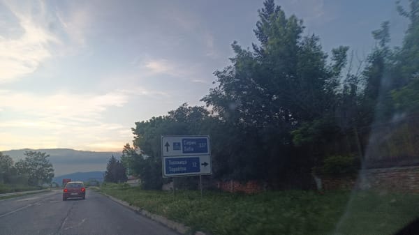 Traffic flows through Aytos highway junction in Bulgaria