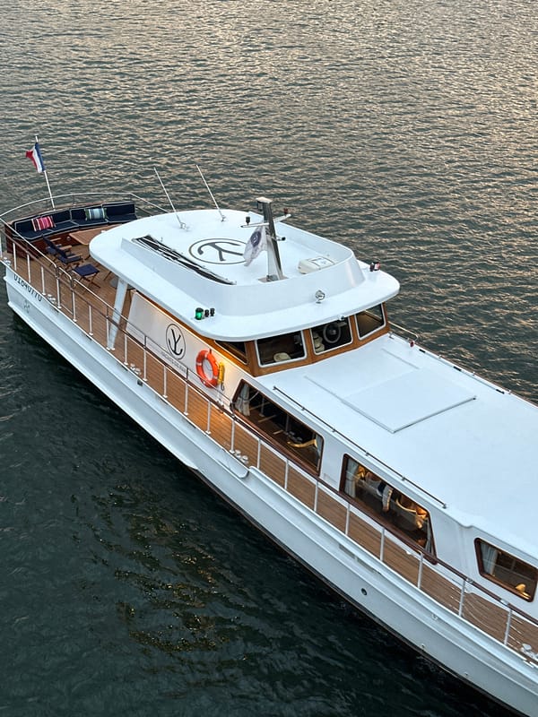 Paris's Seine at sunset: Liberty replica, Eiffel Tower, river views