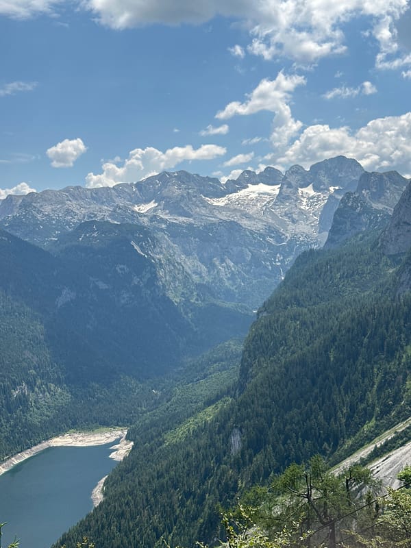 Alpine lakes, cable cars, and grazing cattle in Gosau