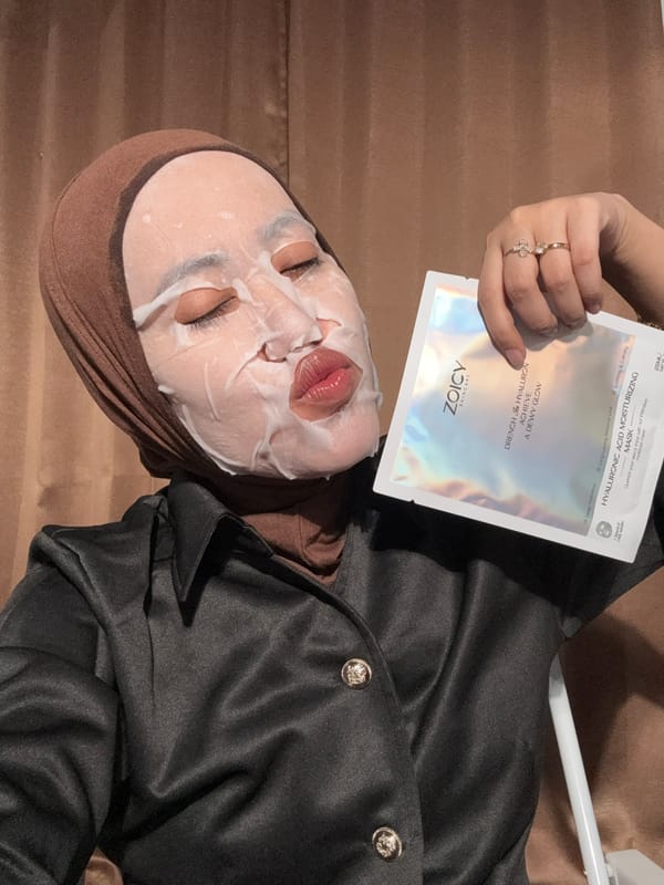 Woman documents skincare routine with sheet masks in Indonesia