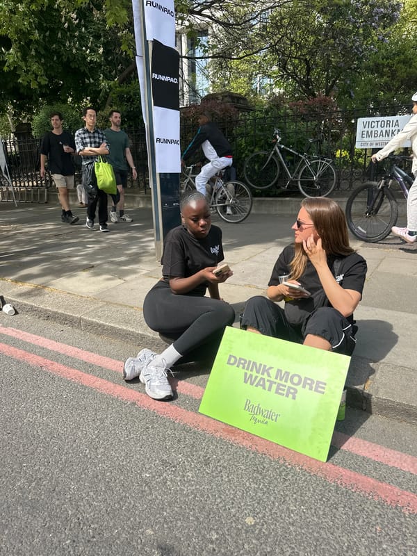 Small crowd gathers on London's Victoria Embankment with water advocacy