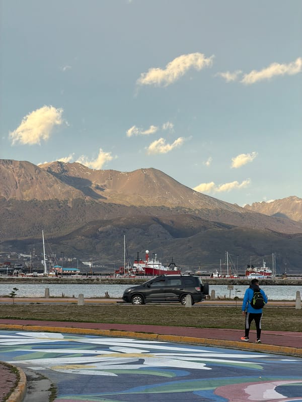 Snow-capped Andes mountains viewed from Ushuaia, Argentina