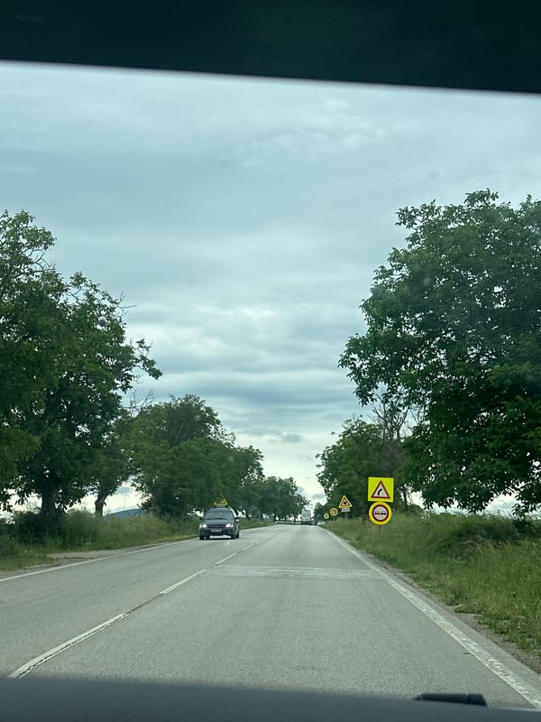 Morning drive captured on rural road near Lovech, Bulgaria