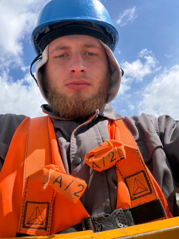 On-site selfie in construction gear, Stróża, Poland
