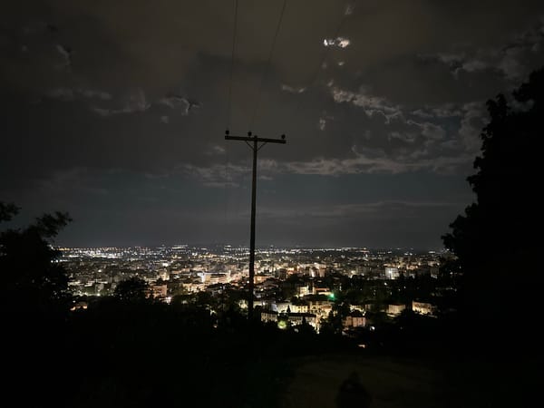Nighttime scenes captured in Xanthi, Greece including city views