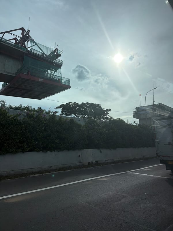 Construction site visible under cloudy skies in North Jakarta