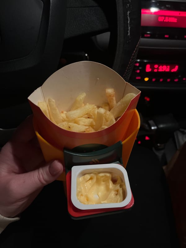 Fast food consumed in car interior, Klin Russia