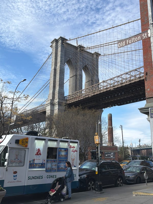 Ice cream truck spotted near Brooklyn Bridge tower