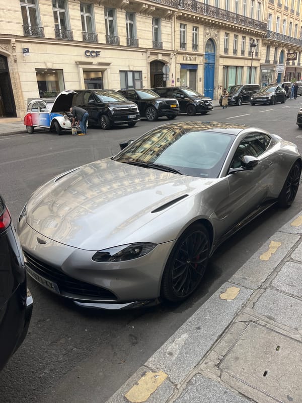 Gray Aston Martin with Brittany plates spotted parked in Paris