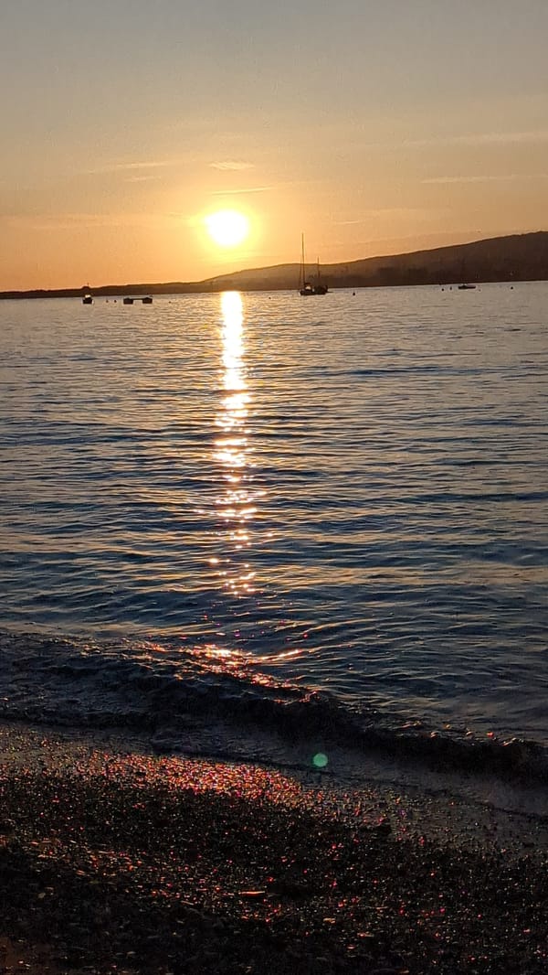 Golden hour sunset observed over Gelendzhik coastline