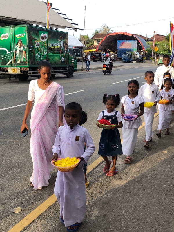 Traditional ceremonial procession through the streets of Habaraduwa