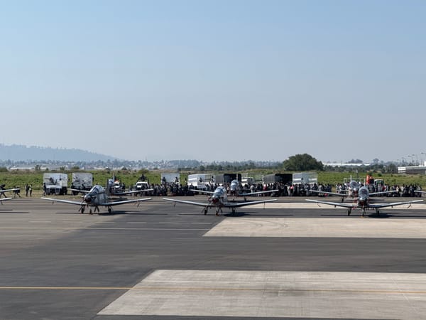 Aircraft operations captured at Huejotzingo airfield during afternoon
