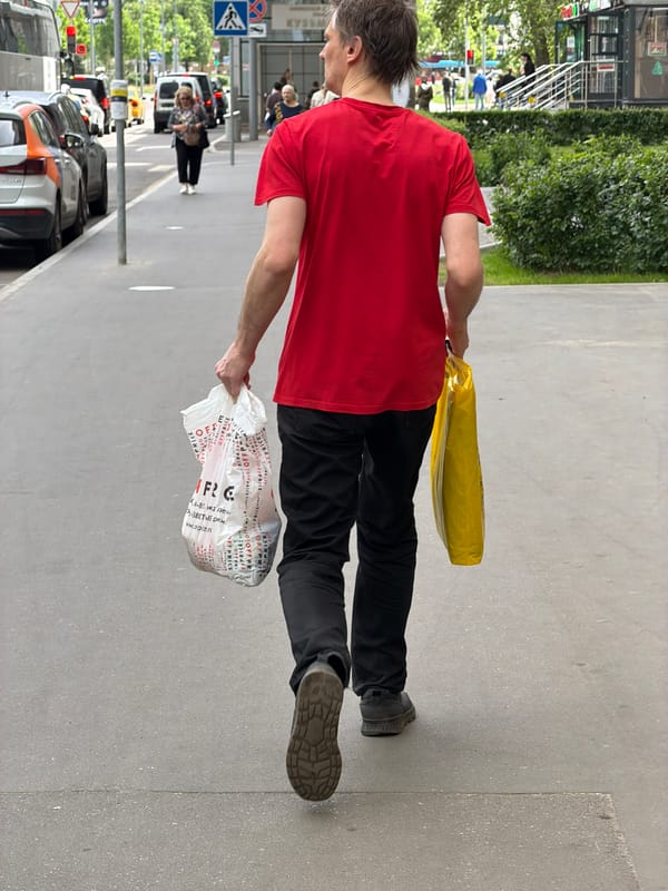 Morning street life documented near Moscow Metro station