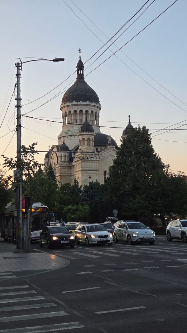 Evening street life in Cluj-Napoca's historic center