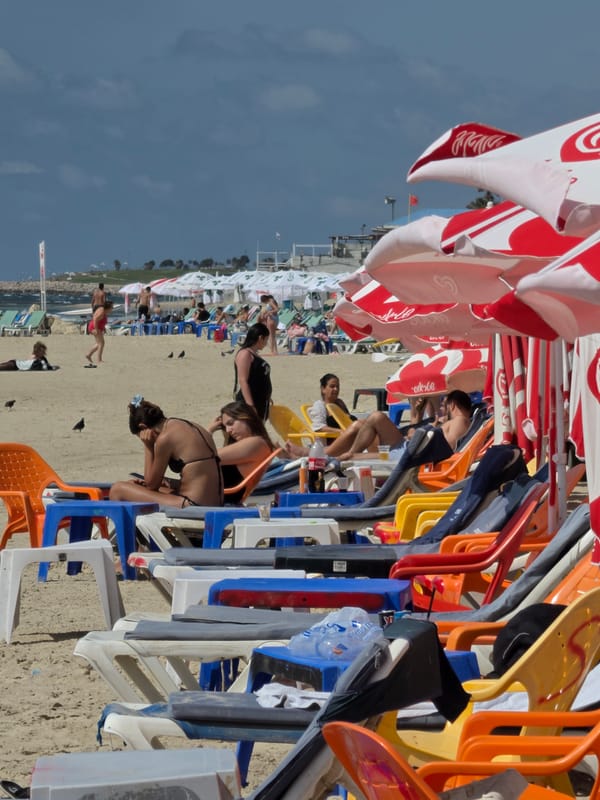 Typical beach day observed at Bat Yam, Israel