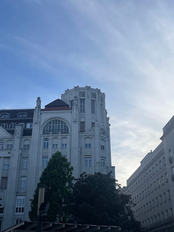 Historic Budapest architecture documented under clear afternoon skies