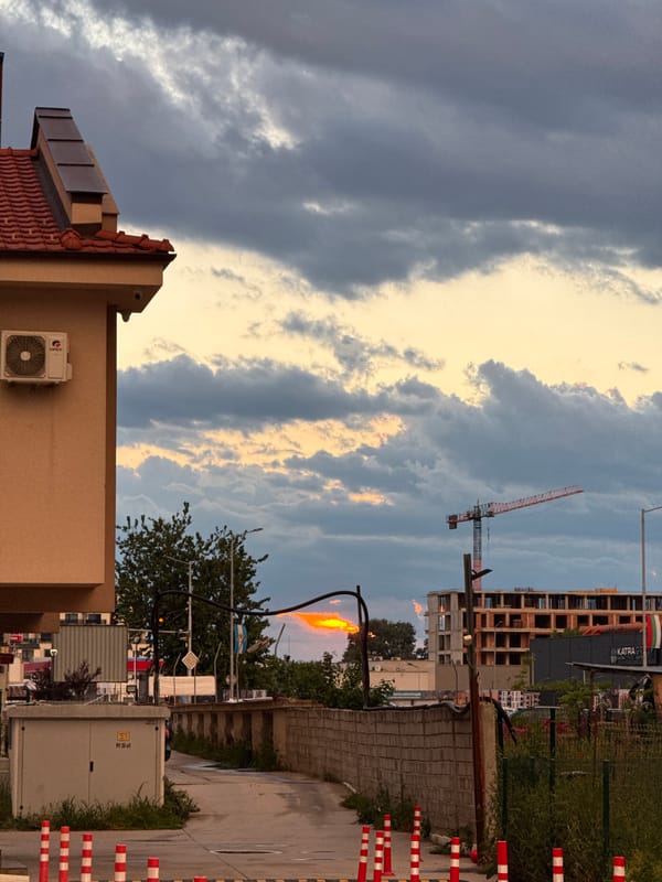 Plovdiv evening documented from dusk through cloudy moonlit night