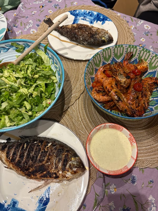 London resident enjoys homemade seafood dinner with Aperol spritz