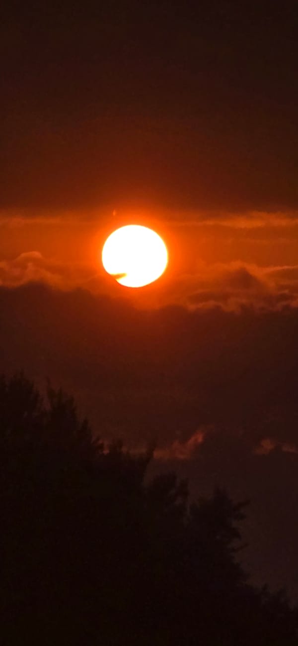 Vivid orange sunset over Marchaevo, Bulgaria