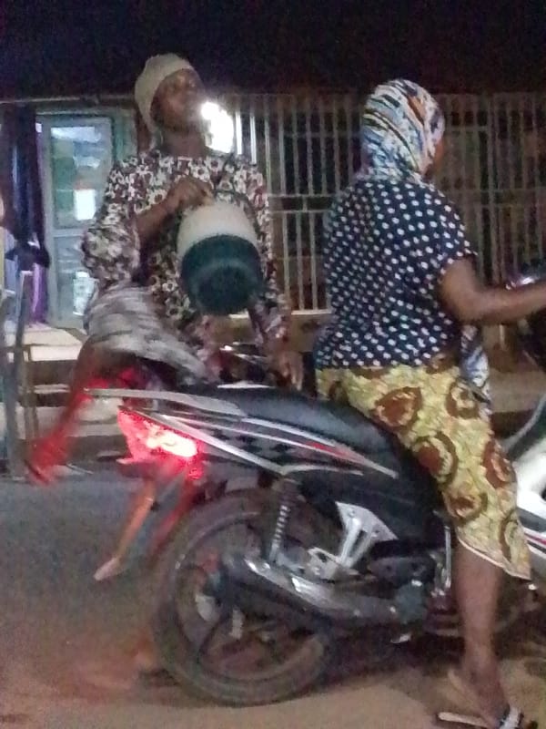 Two people spotted on parked motorcycle in Tamale at night