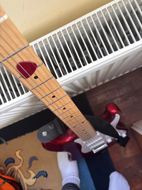 Indoor workspace and musical equipment documented in Glava, Bulgaria