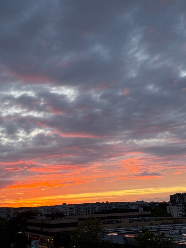 Dramatic sunset displays vibrant colors over Fresnes, Wissous France