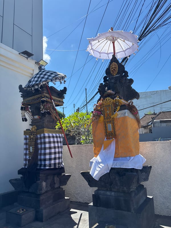 Traditional Balinese shrines observed on Kuta Selatan street