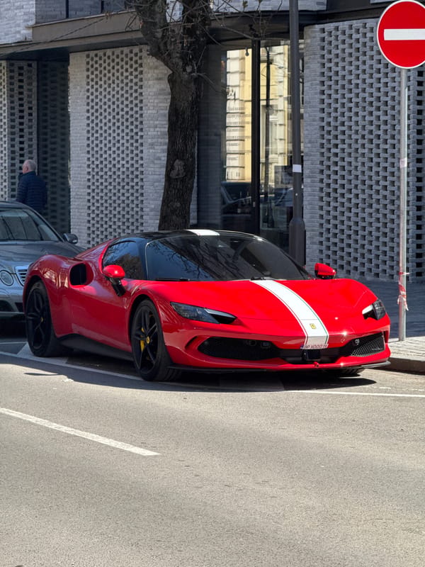 Red Ferrari SF90 spotted parked on Sofia street
