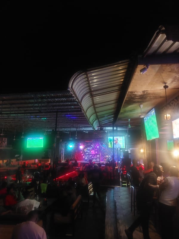 Evening social gathering at outdoor restaurant in Dar es Salaam