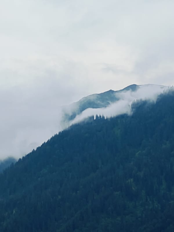 Cloudy mountain views over Vashisht, Himachal Pradesh