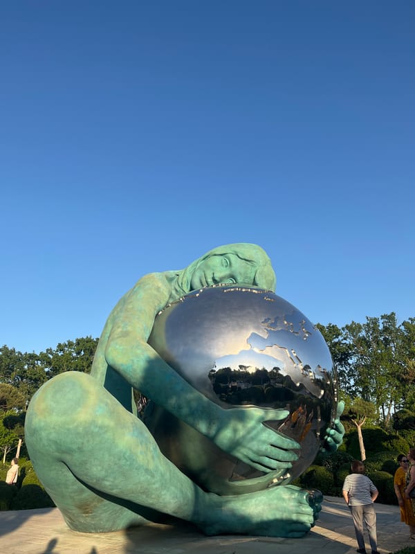 Tourists visit bronze Earth goddess statue in Krasnodar park