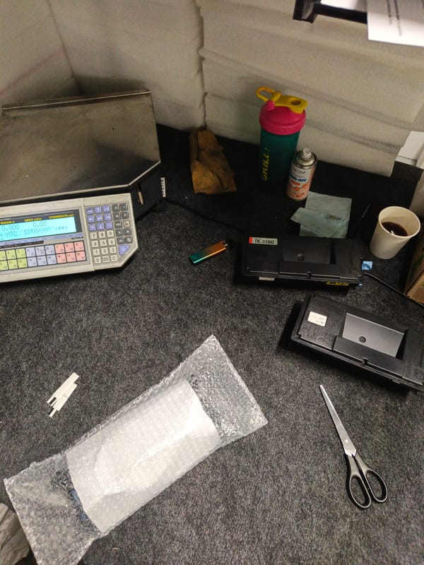 Digital scale shows zero reading on Moscow workspace
