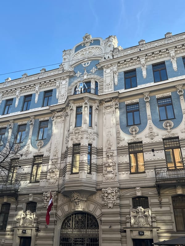 Art Nouveau building facade documented in Riga, Latvia