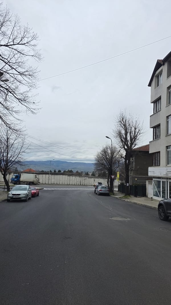 Morning street documentation in Blagoevgrad, Bulgaria captures urban scenes