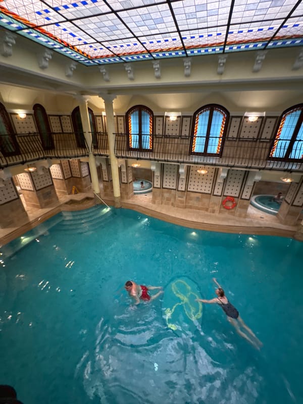 Swimmers enjoy historic Budapest thermal bath facility