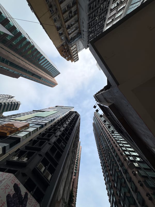 Morning street scenes documented in central Hong Kong neighborhood