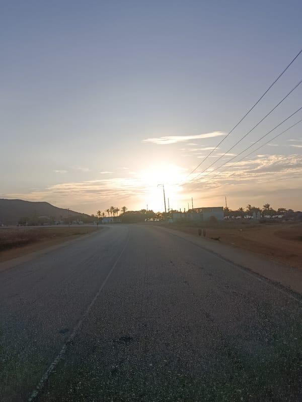 Sunset documented along coastal road in Altagracia, Venezuela