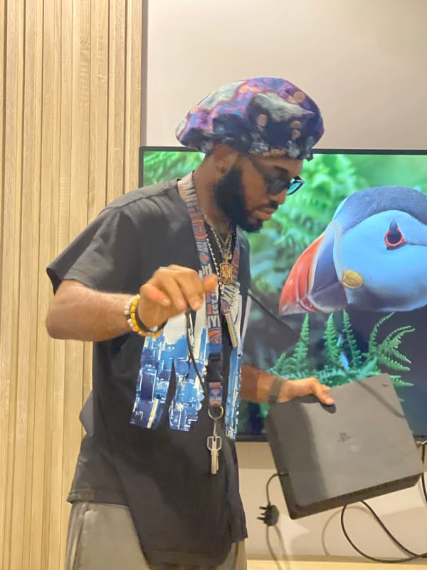 Casual group hangout in an Abuja living room