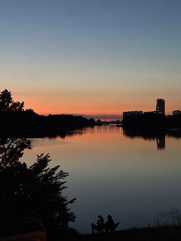 Quiet dusk on the Dnipro River, Kyiv